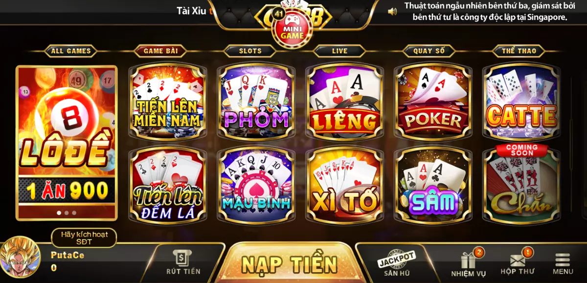 Đa dạng game casino trực tuyến tại go88