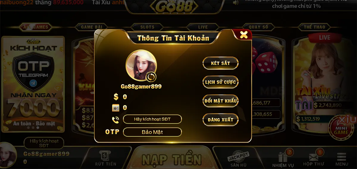 thông tin người dùng được bảo mật tại Go 88