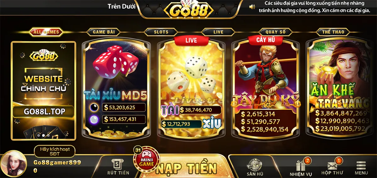 Tựa game tài xỉu MD5 tại go 88